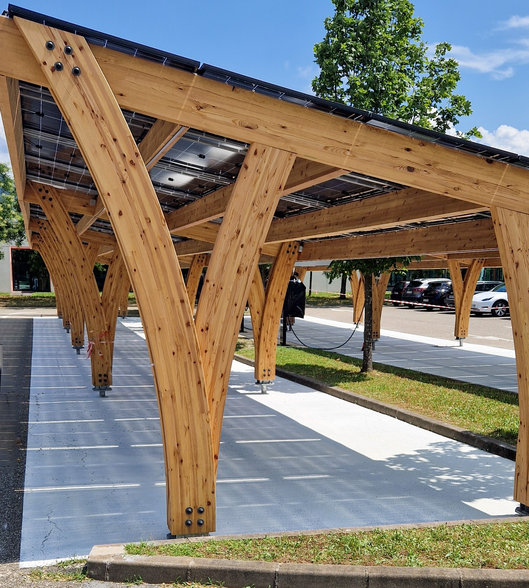 Wooden Solar Carport Hyper reflective coating Wooden Solar Carport Hyper reflective coating